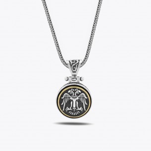 Doppelköpfiger seldschukisch Adler Maßgefertigtes Design Silber Halskette