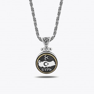 Drei Halbmonde Mond Stern Türkei Göktürk Maßgefertigtes Design Silber Halskette