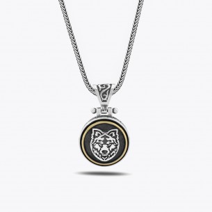 Grauer Wolf Maßgefertigtes Design Silber Halskette