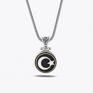 Mond Stern Maßgefertigtes Design Silber Halskette