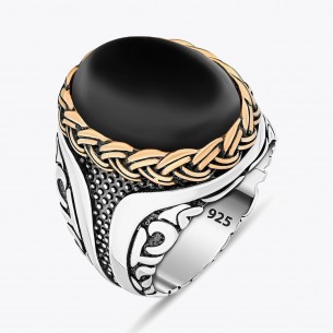 Black Onyx Stone 925 Sterling Silver Ring