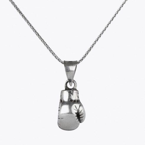 Boxing Glove Biker Pendant Necklace in 925 Sterling Silver -2