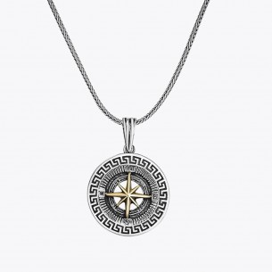 Compass Star 925 Sterling Silver Men's Necklace