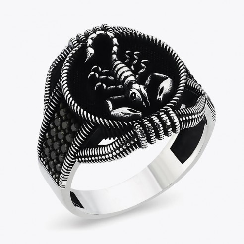 Scorpion Figured Men's Sterling Silver Ring
