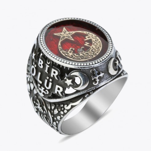 Moon Star Red Mina 925s Silver Ring