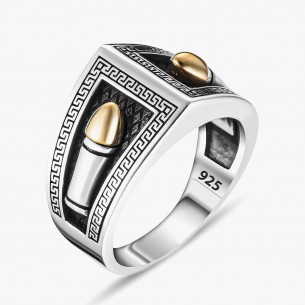 925 Sterling Silver Bullet Design Men's Ring