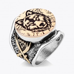 Wolf Sword Design Silver Ring