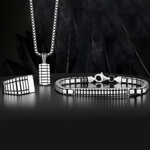Besonderen Design Halskette, Armband und Ring Set - 925 Sterling Silber