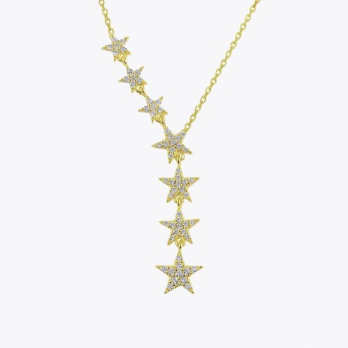 Zircon Stone Star Design Silver Necklace