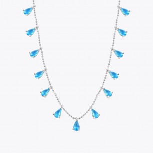 Aquamarine Drop Stone Silver Necklace