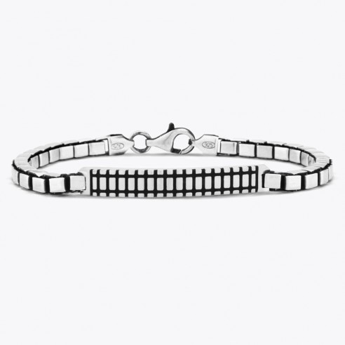 Striped Design 925 Sterling Silver Bracelet