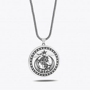 Moon Star Türk Written 925 Sterling Silver Necklace