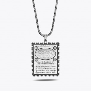 Hilye-i Şerif Vers Geschriebene 925 Sterling Silber Halskette