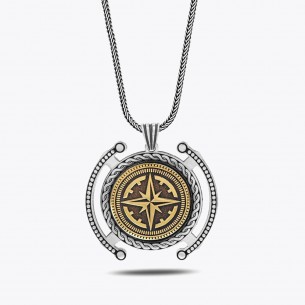 Kompass 925 Sterling Silber Halskette