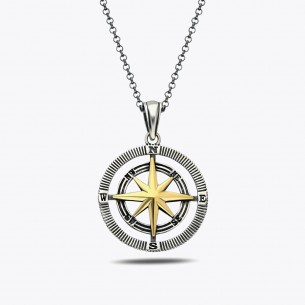 Compass Pendant with Chain for Men 925 Sterling Silver