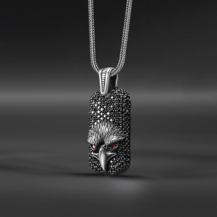 Zircon Stone Eagle Design Silver Necklace