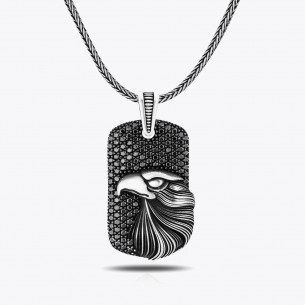 Zircon Stone Eagle Design Silver Necklace