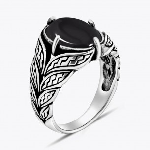 Onyx Stone Men's Silver Ring