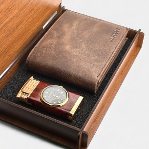 Wooden Boxed Leather Wallet...