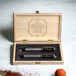 Personalized Basmala Roller Pen Set with Note on Wooden Box