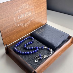 Navy Leather Wallet and...