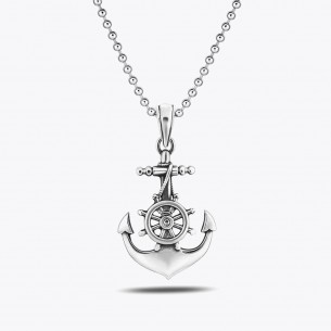 Anchor Helm Motif 925 Sterling Silver Necklace