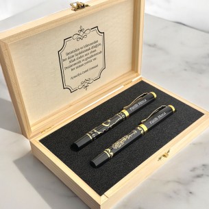 Personalized Crescent-Star and Bismillah Inscribed Pen Gift Set