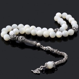 Pearl Stone Eagle Claw Silver Prayer Beads