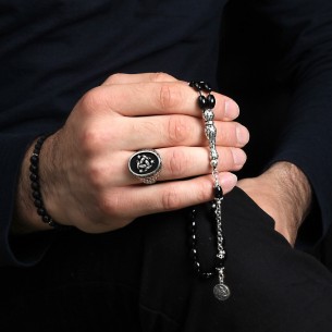 Onyx Stone My Destiny Prayer Beads Ring Set