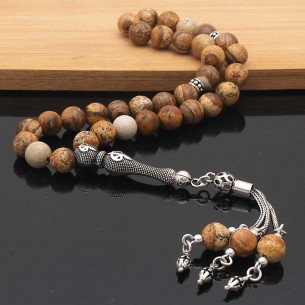 Jasper Stone Silver Prayer Beads