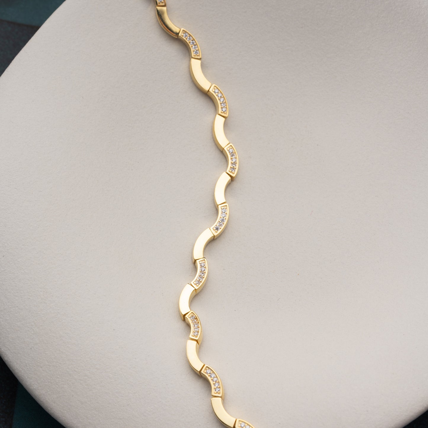 Ondine Bracelet Vague Zircon | Argent 925 Plaqué Or