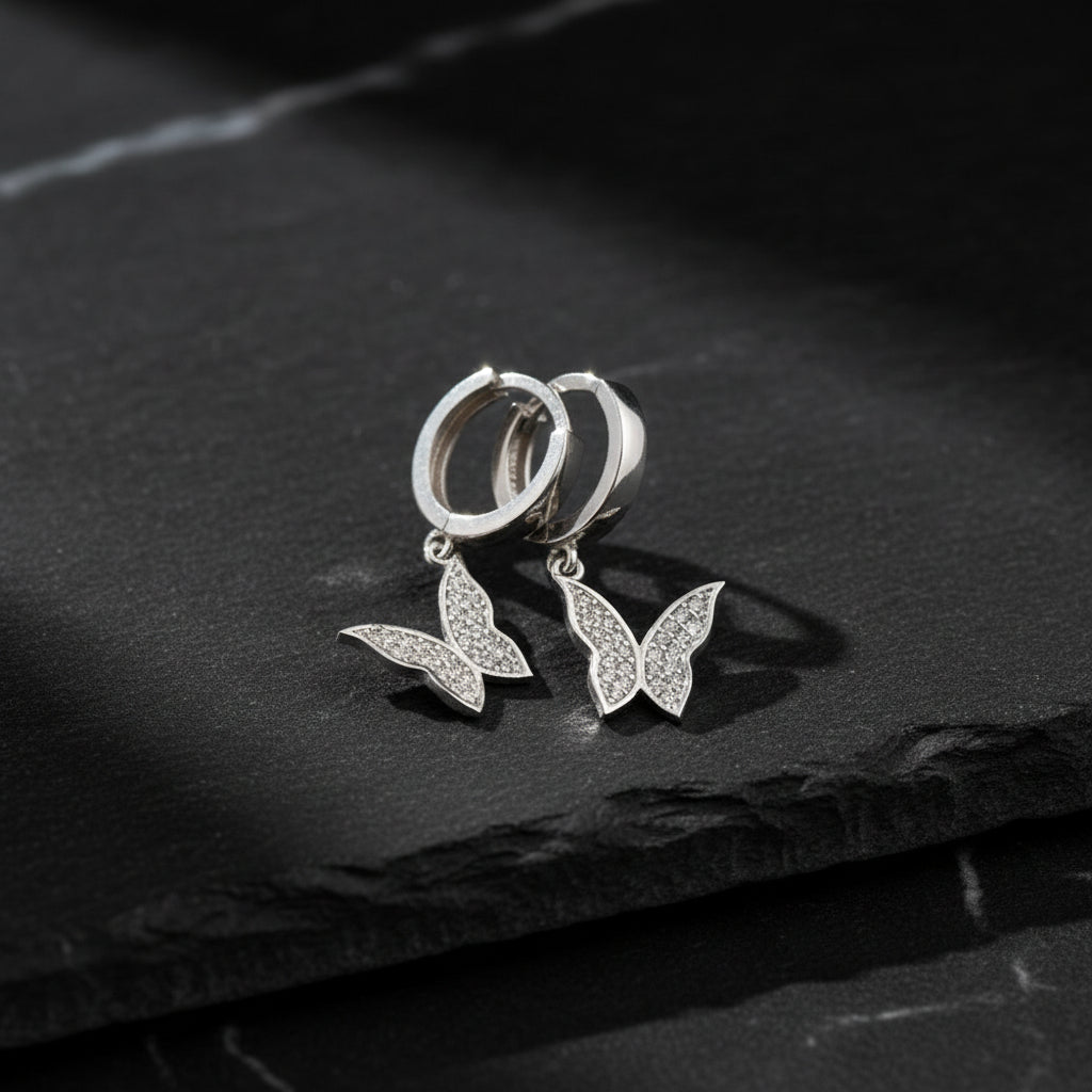 925 Sterling Silver Butterfly Earrings