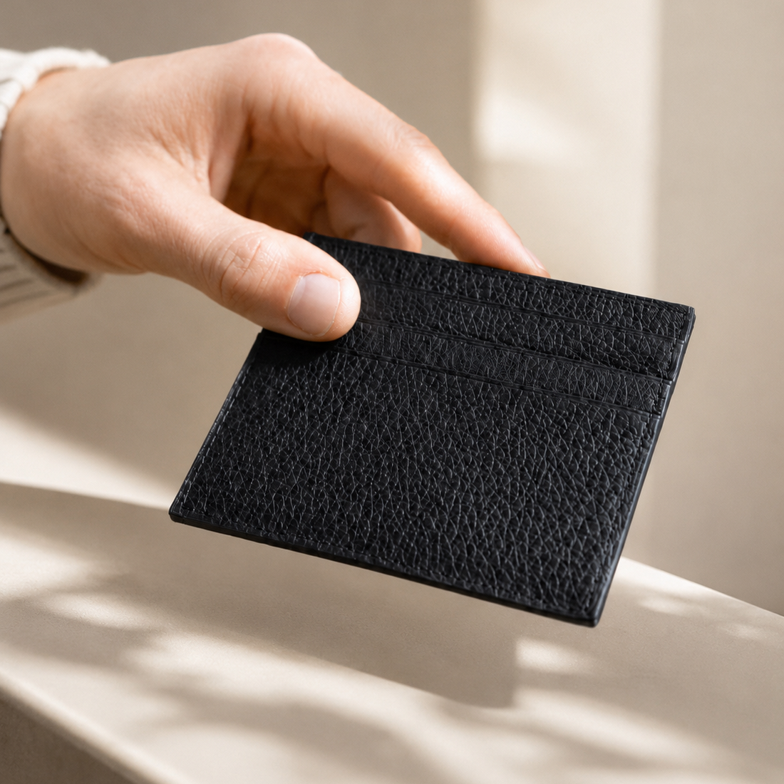 Porte-Cartes Vintage Slim en Cuir | Noir