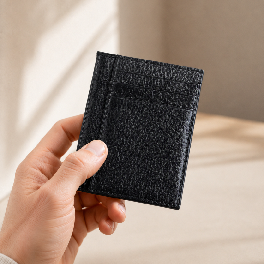 Porte-Cartes Vintage Slim en Cuir | Noir