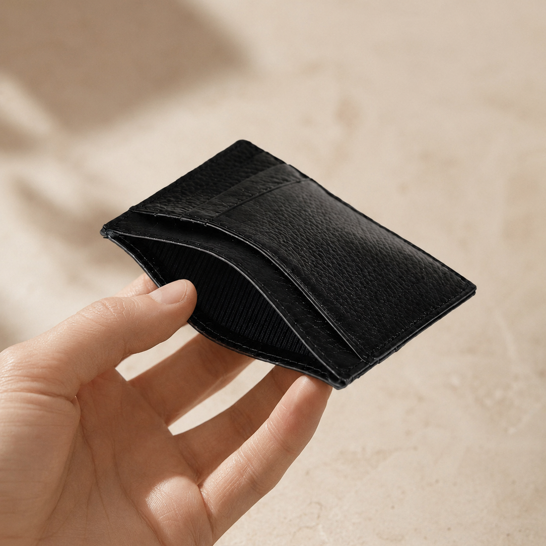 Vintage Slim Leather Card Holder | Black