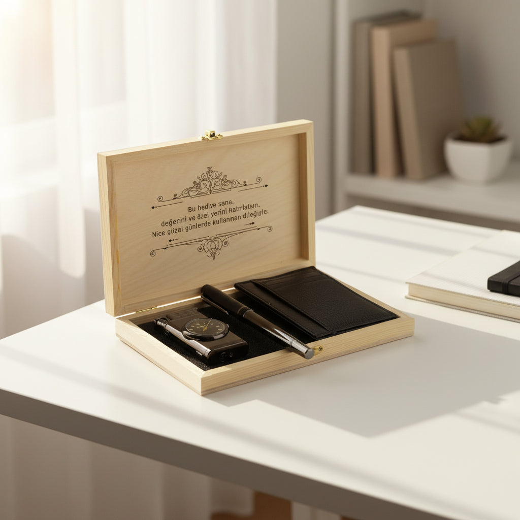 Personalized Card Holder Lighter Pen Gift Set