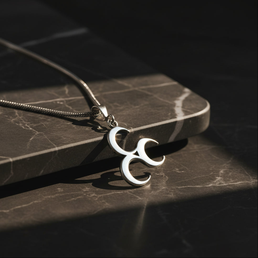 Three Crescent Men's Silver Necklace