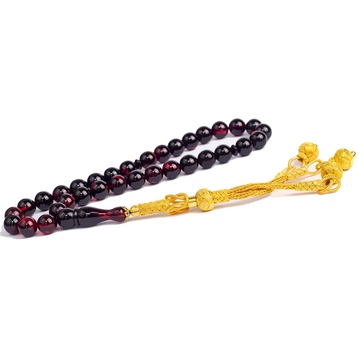 Artificial  Amber w Silver Tassel Prayer Beads