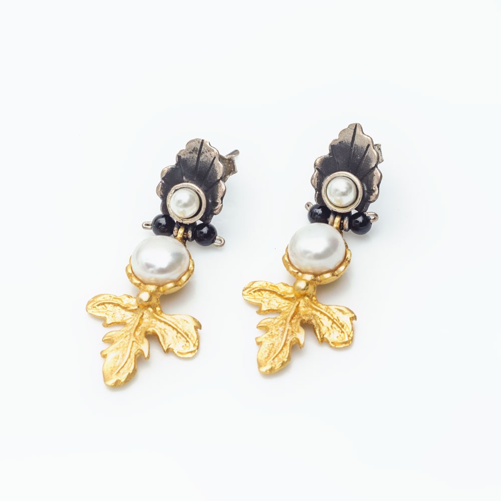 Goldplated  Sterling Silver Earrings with Pearl