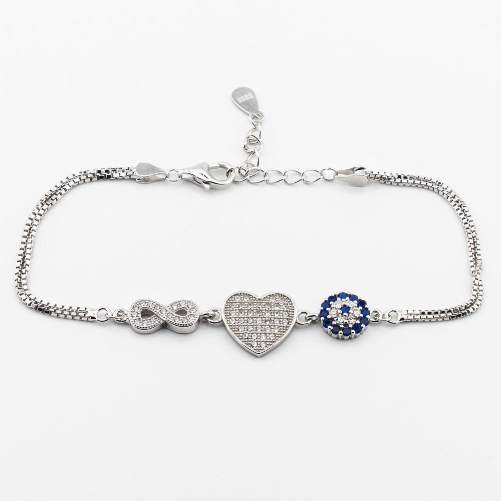 Evil Eye Bracelet In Sterling Silver