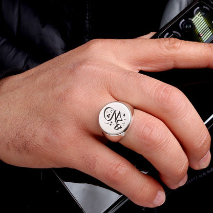 925 Sterling Silver Arabic "No" written male ring