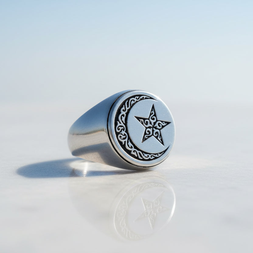 925 Sterling Silver Ayyıldız Model Men's Ring