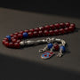 Trabzonspor Burgundy & Blue Agate Tasbih | 925 Sterling Silver