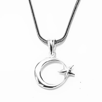 925 Collier pour hommes étoiles de lune en argent sterling -1