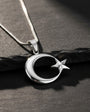 925 Sterling Silver Moon Star Men's Necklace -2