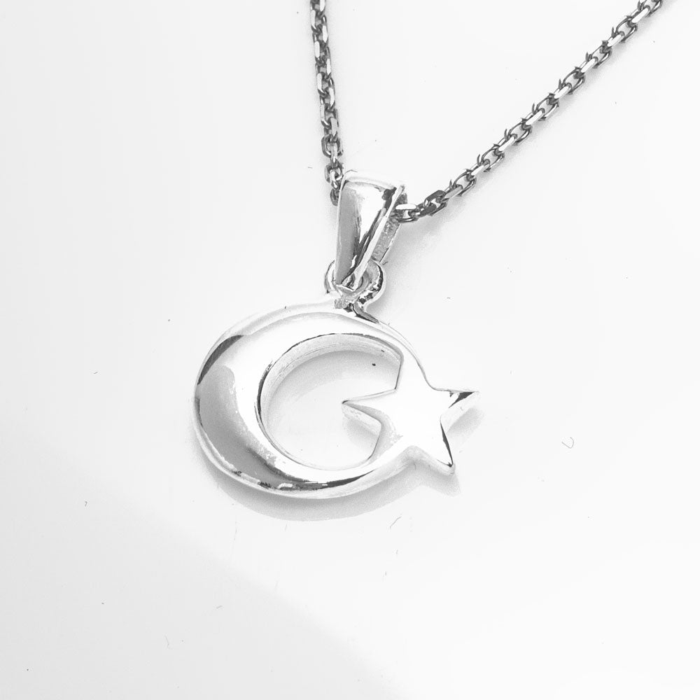 Moon Star Necklace in Sterling Silver