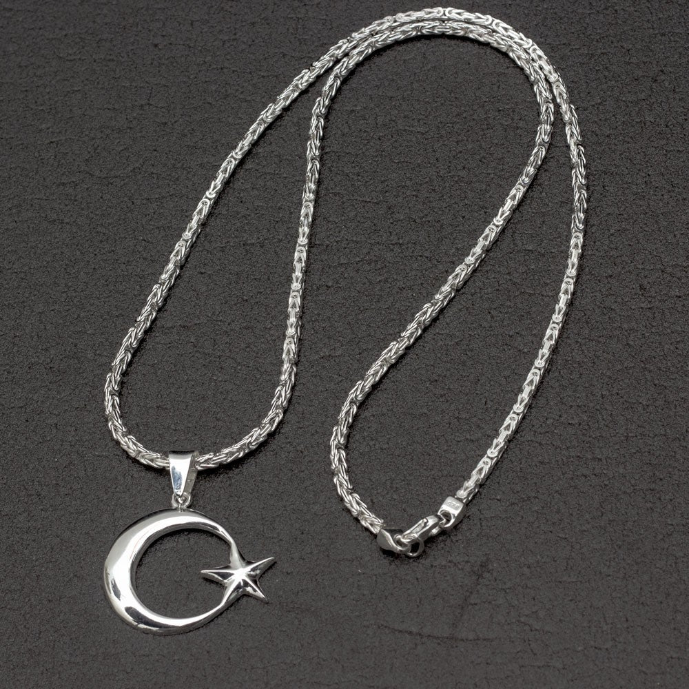 Halbmond und Stern Königskette 2.2mm 925er Sterling Silber