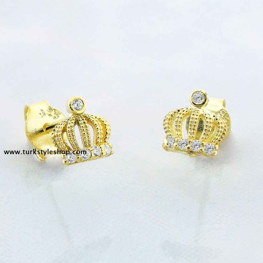 Queen Crown Silver Earrings with Cz Zirkonia