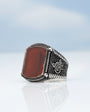 925 Anneau de pierre d'agate monogramme en argent sterling