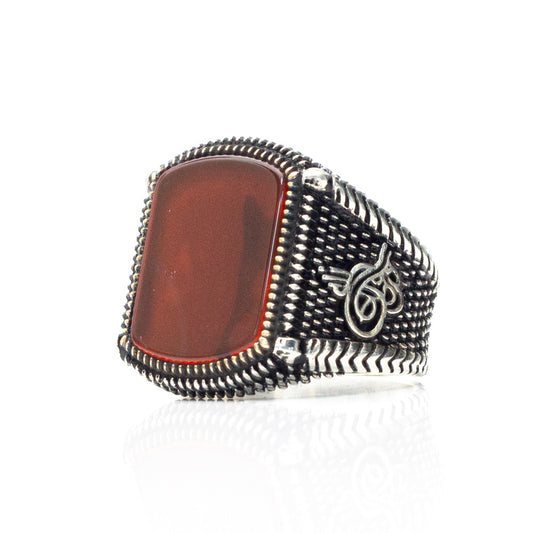 Ottoman Ring in Sterling Silver with Agate Stone